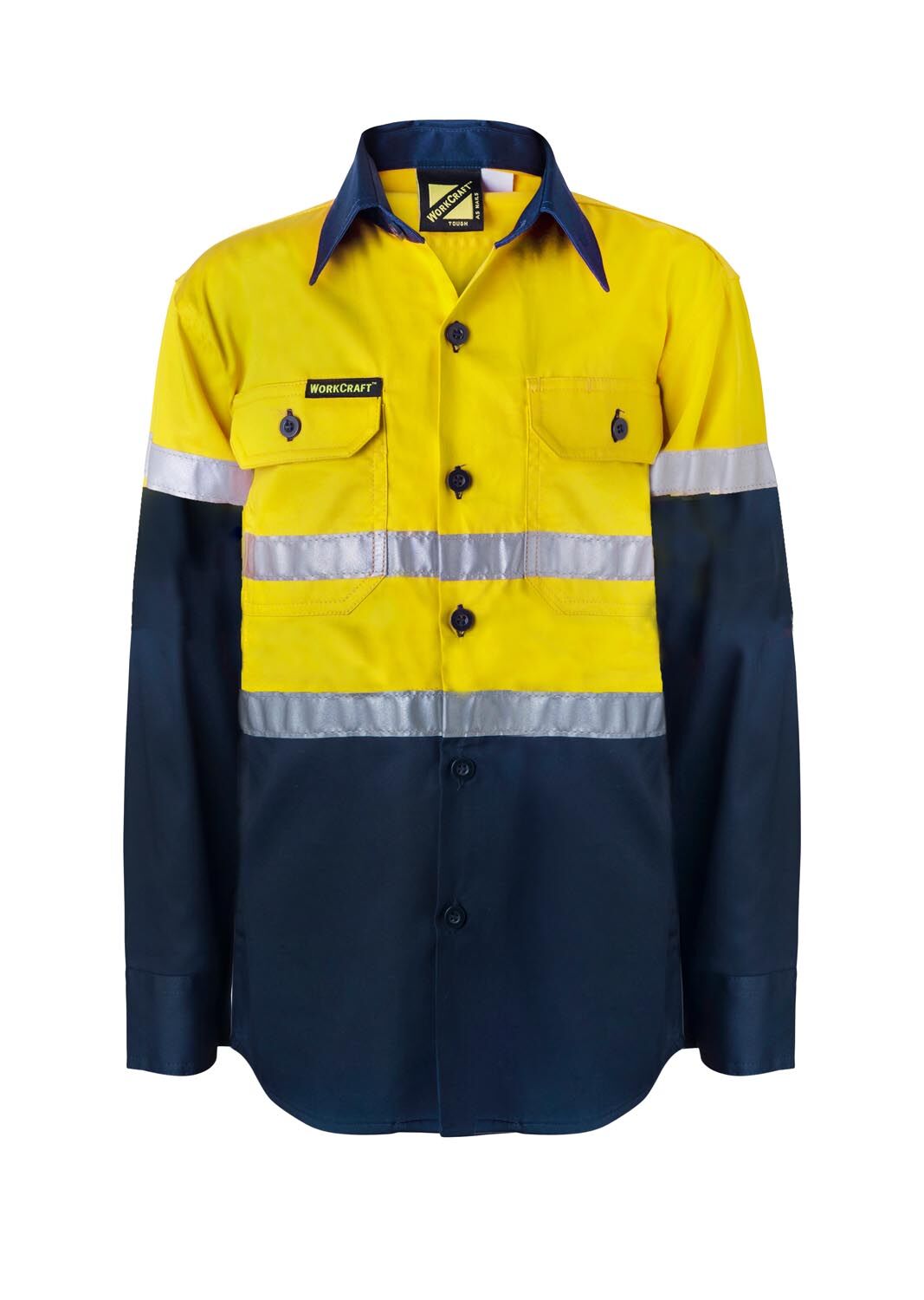 KIDS LIGHTWEIGHT HI VIS LONG SLEEVE REFLECTIVE COTTON DRILL